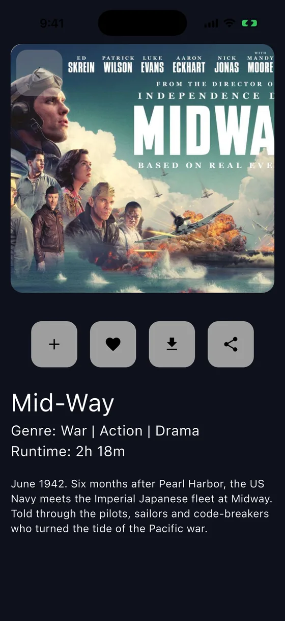صفحة تفاصيل فيلم في تطبيق الأفلام